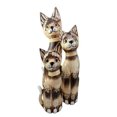 thumbnail image 5 of Balinese Wood Handicraft Striped Feline Cat Family Set of 3 Figurines 20"H, 5 of 10