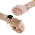 thumbnail image 3 of For Apple Watch Size Ultra 49/42/44/45mm Pearls Strand Beautiful Metal Watchband - Pearl Pink, 3 of 3