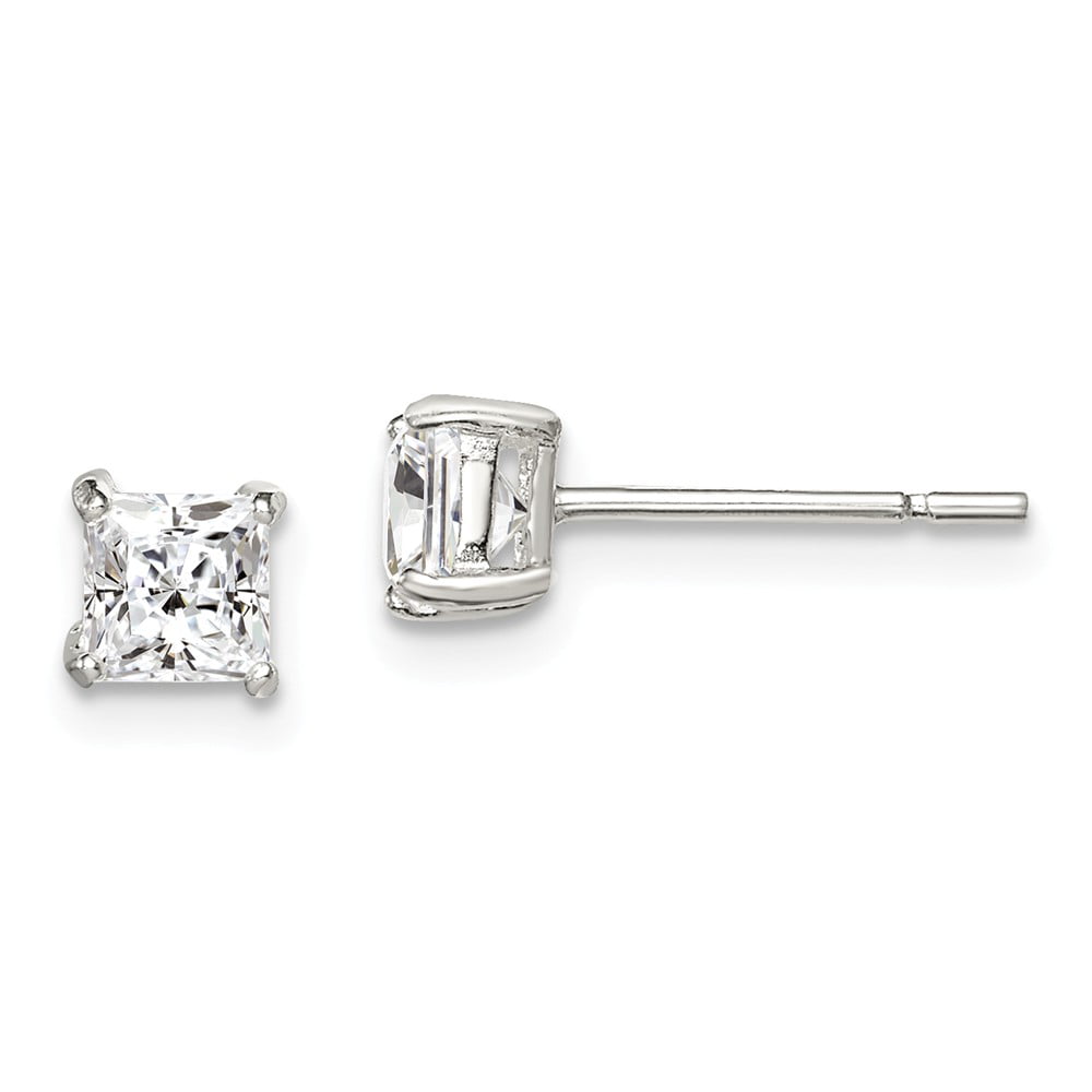Sterling Silver 10mm Round Basket Set CZ Stud Earrings Approximate Measurements 10mm x 10mm 
