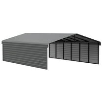 Arrow 29 x 20 x 7 ft Charcoal Steel Carport With 2 Side Wall Kit