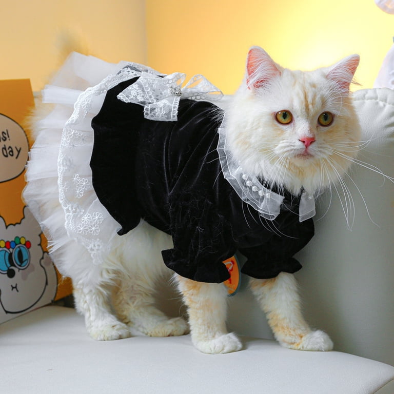 cat black dress ZPAQI Outfits for Cats Only Pet Costume Dog Clothes for Girl Dogs featuring soft Kid Halloween Cat Tutu Dress