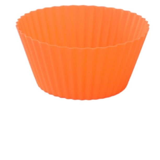 Nvzi Molde redondo de silicona reutilizable para hornear, molde para muffins, paquete de 12, color naranja y rojo