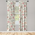 thumbnail image 3 of Ambesonne Vintage Spring Curtains, Moths Floral Print, Pair of 28"x63", Dark Pink Sepia and Grey, 3 of 5
