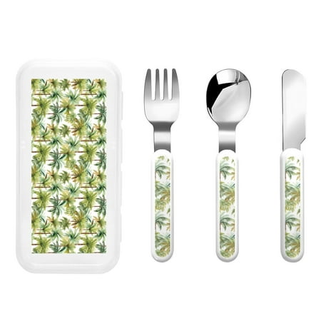 

Haiem Green Hawaii Palms for Stainless Steel Kids Silverware Set - Children’s Utensil Set - Children s Knife Fork And Spoon Set - Metal Kids Cutlery Set