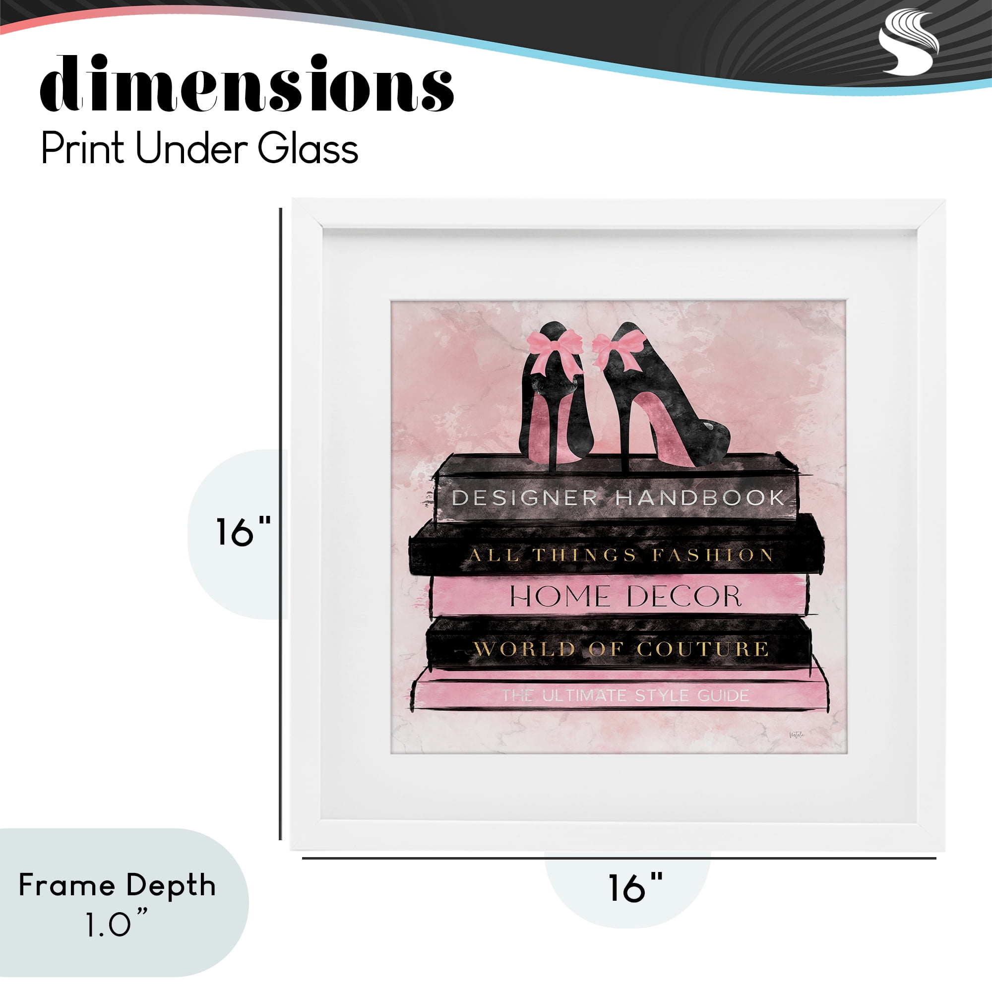 Stupell Industries All Things Fashion Book Stack White Framed Print Under Glass, design by Natalie Carpentieri
