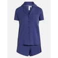 thumbnail image 6 of Joyspun Women’s Pointelle Knit Notch Top and Shorts Pajama Set, 2-Piece, Sizes XS-3X, 6 of 6