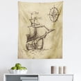 thumbnail image 1 of Compass Tapestry, Hand Drawn Old Paper Style Background Ship Flags Journey Navigation, Fabric Wall Hanging Decor for Bedroom Living Room Dorm, 5 Sizes, Brown Sand Brown, by Ambesonne, 1 of 1