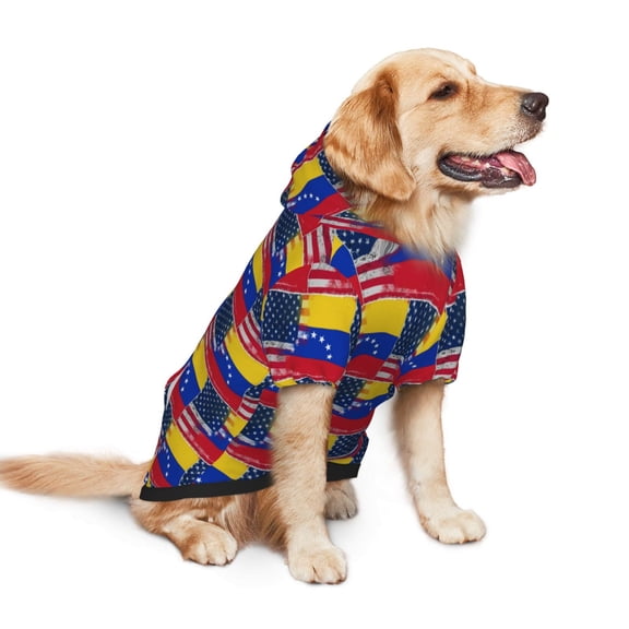 America Venezuelan Flag Watercolor Dog Hoodie Colorful Pullover Sweatshirts Small