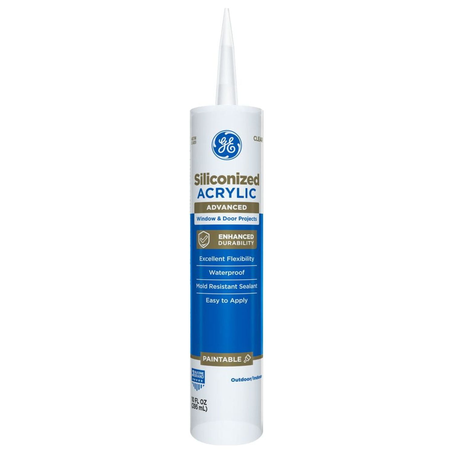 (2 pack) GE Siliconized Acrylic Advanced Sealant Window & Door, Pack of 1, Clear 10 fl oz Cartridge
