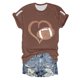 thumbnail image 1 of Fiudx Camisas de Mujer Blusas de Manga Corta con Cuello Redondo y Estampado a La Moda para Mujer, 1 of 3