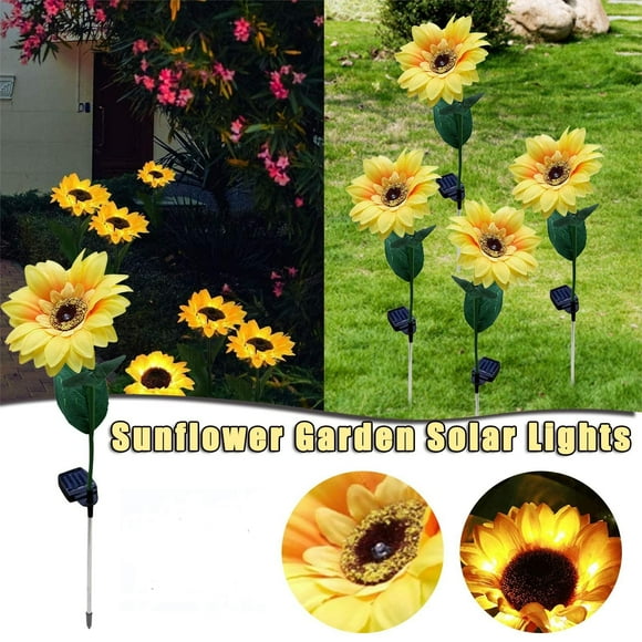 Fiudx Lámpara Solar para Flores, Decoración de Jardín Exterior, Carga Automática, Iluminación Led Brillante, Ambiente Romántico y Cálido, Acero Inoxidable Resistente, 80 Cm de Altura.
