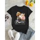thumbnail image 2 of Women's Adorable Bicycle Bear Graphic Tee - Casual & Sporty Round Neck Short Sleeve, Comfortable Polyester Blend Summer Top with Stretch, Machine Washable, 2 of 6