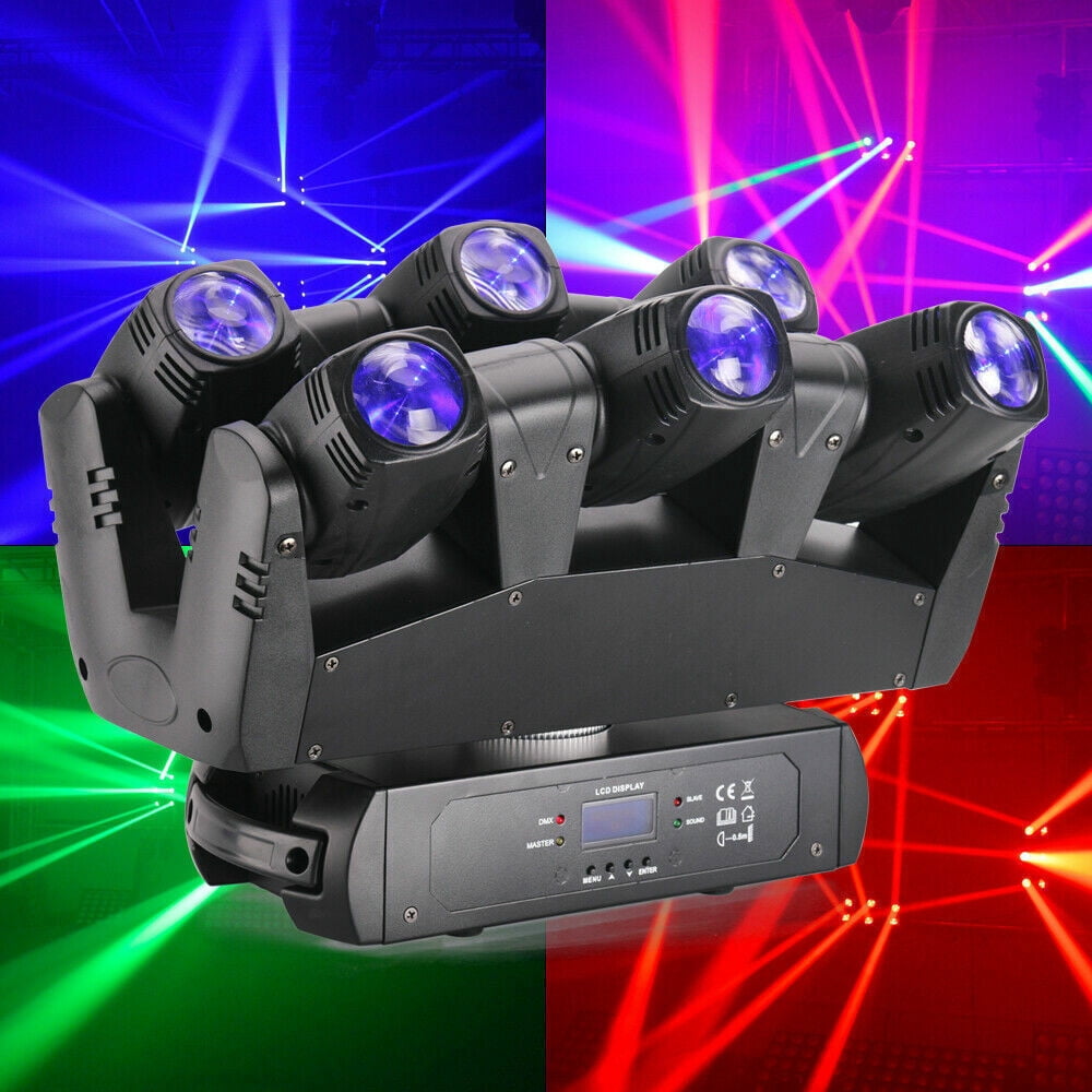 Miumaeov Moving Head Light LED RGBW Portable Stage Light Strobe Party Beam DJ Lighting 6 LEDs Heads X 10W RGB Stage Lighs with DMX Control for Wedding Disco Dj Party