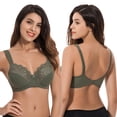 thumbnail image 4 of Curve Muse Plus Size Unlined Minimizer Underwire Bra with Embroidery Lace-3 Pack-YELLOW,HUNTER GREEN,LIGHT BLUE-46DD, 4 of 7