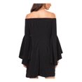 thumbnail image 2 of VINCE CAMUTO Womens Black Glitter Pullover Lined Bell Sleeve Off Shoulder Short Cocktail Shift Dress M, 2 of 3