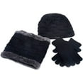 thumbnail image 3 of 3 Pieces Winter Warm Hat Scarf Glove Set Knit Thick Beanie Scarves Cap for Men, 3 of 8