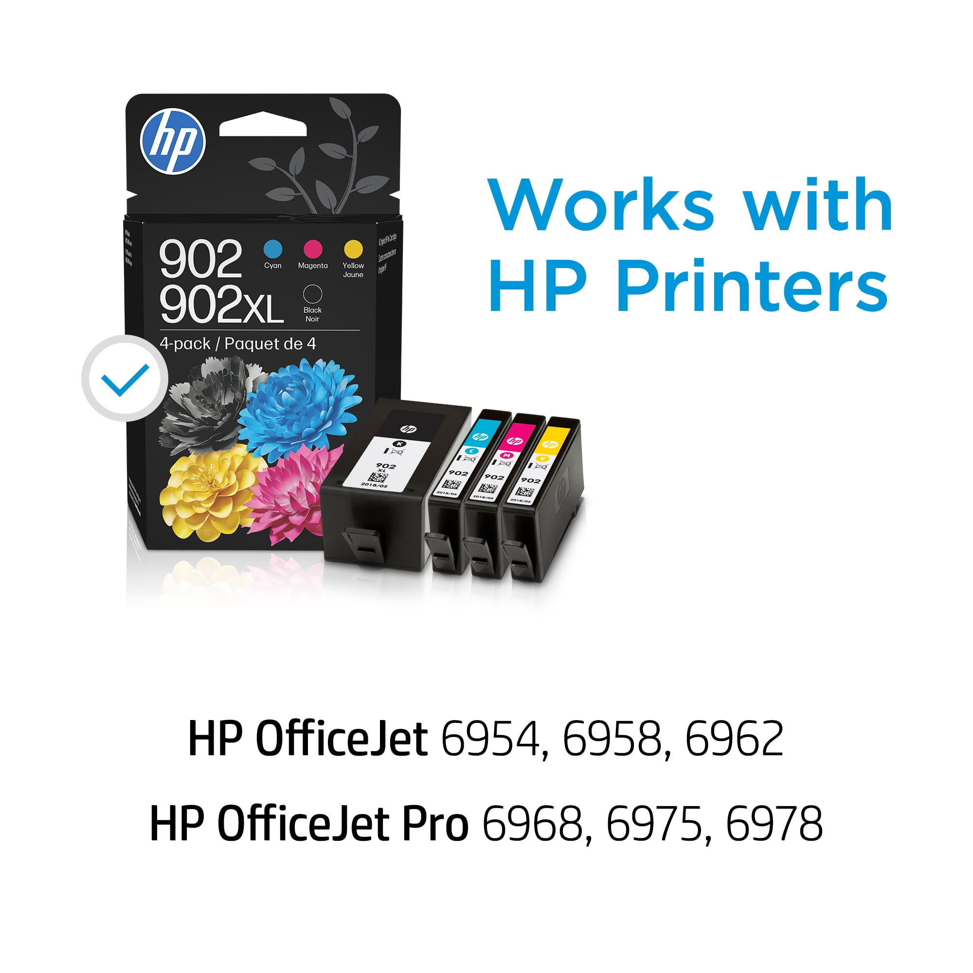 HP 902 CMY/902XL Black Ink Cartridge 4-pack