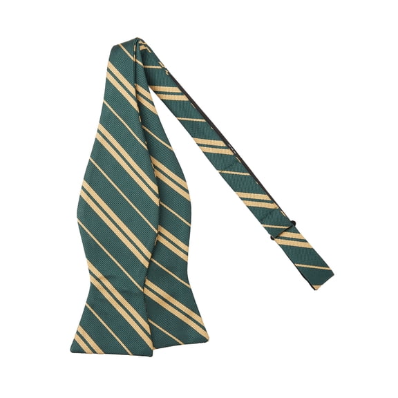 Jacob Alexander Men's Woven Double Stripe Traditional Freestyle Self-Tie Bow Tie - Hunter Green Gold