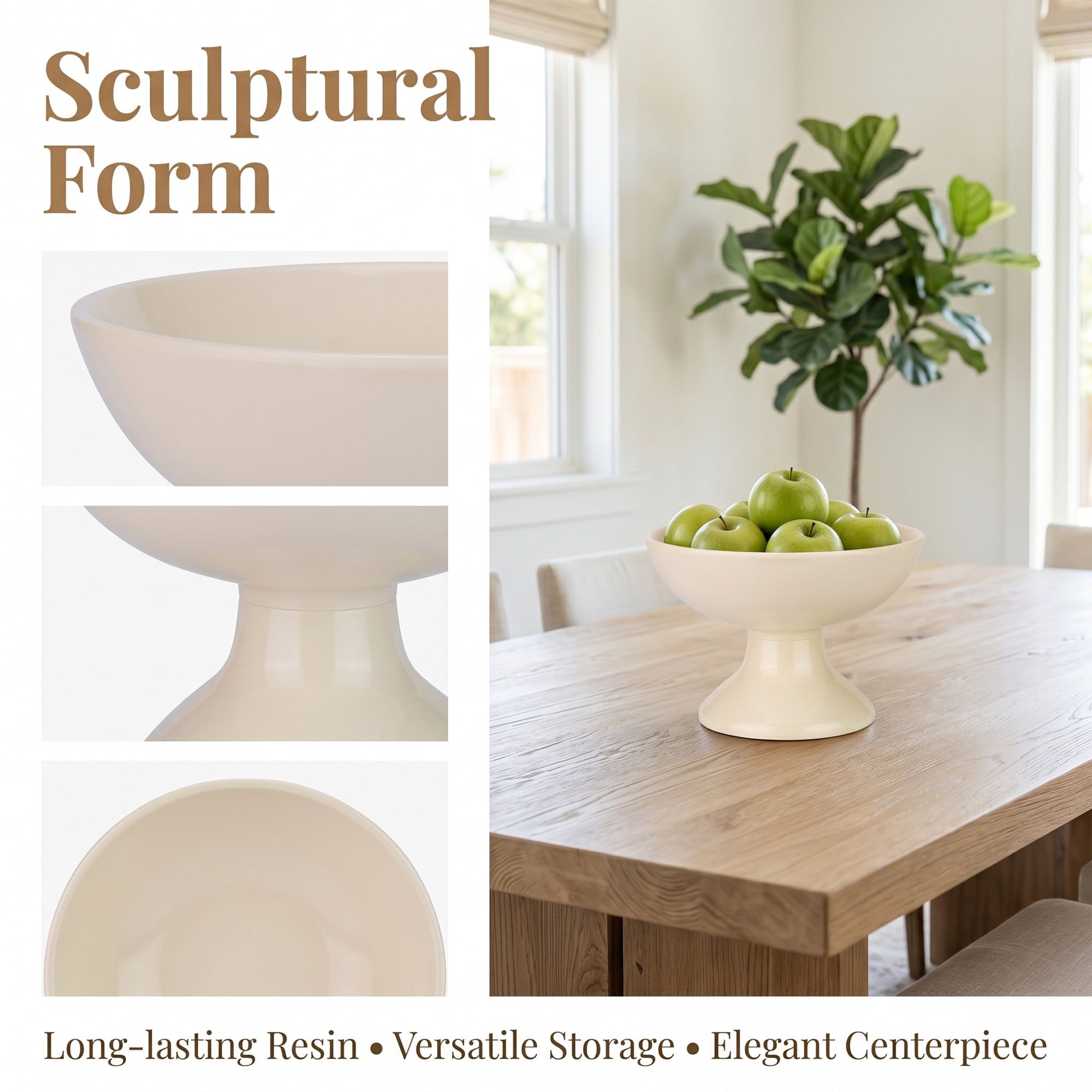 Unique Bargains Modern Fluted Decorative Scalloped Pedestal Bowl White 5.9" x 5.9" x 4"