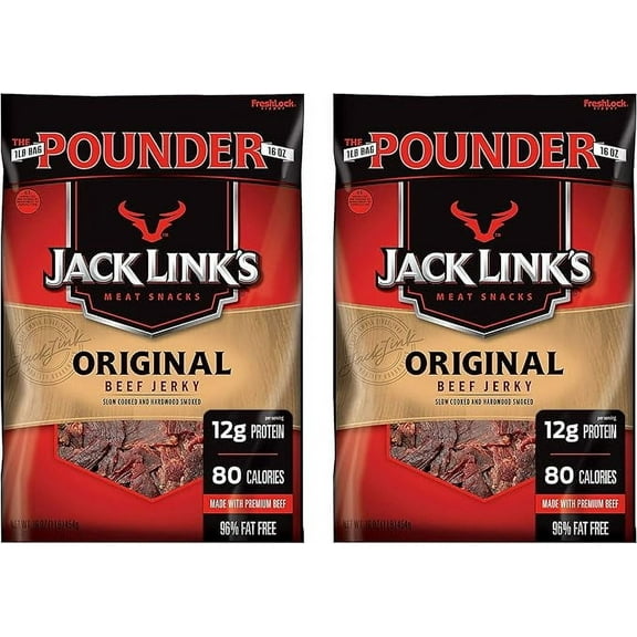 Jack Links Beef Jerky, Original Flavor, 16 Ounce, 2 Pack
