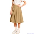 thumbnail image 2 of Fozruso School Uniform Skirts for Girls Adjustable Waist Pleated Knee Length Skorts Long Flowy Swing Skirt for and Girls(Yellow), 2 of 7