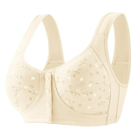 Blphud Plus Size Bra Sports Bras for Women Lingerie Women Bra Underwear Women Full Cup Print Thin Underwear Plus Size Front Button Wireless Sports Bra Cover Large Size Bras 50/115