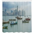 thumbnail image 3 of Ambesonne Landscape Shower Curtain, Fishing Boats Panama, 69"Wx70"L, Multicolor, 3 of 3