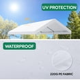 thumbnail image 4 of Heavy Duty 10x20 FT Carport Replacement Canopy Cover - Waterproof UV Resistant Shelter with 40 Ball Bungee Cords, Tear-Resistant Garage Top for Vehicles & Outdoor Equipment, White (Cover Only), 4 of 9