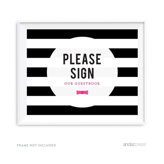Sign Our Guestbook Modern Black and White Stripes Wedding Party Signs