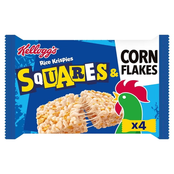 Kellogg's Rice Krispies Squares & Corn Flakes Snack Bars 4x31g, Imported from Britain