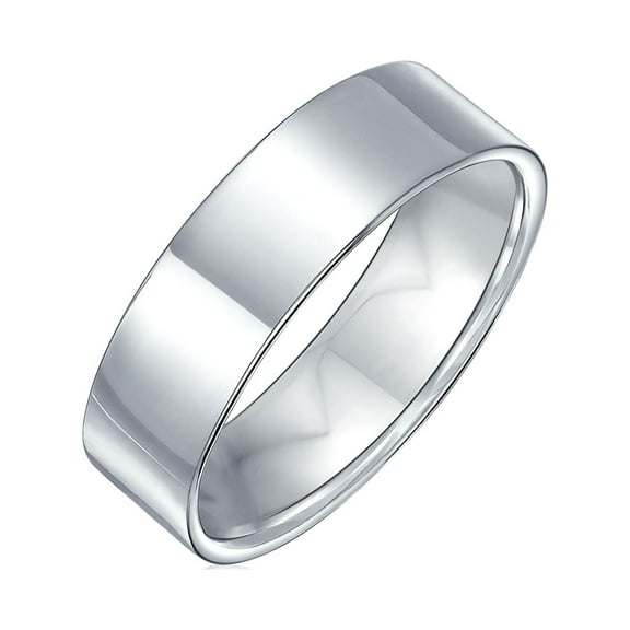 Bling Jewelry Unisex Classic Plain Simple .925 Sterling Silver Cigar-Band Ring 6MM