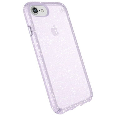 Speck Presidio Clear with Glitter for iPhone SE (2020)/ 8/7/6S/6, Geode Purple with Gold Glitter