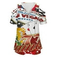 thumbnail image 4 of Las Vegas Casino Gambler Womens Summer V Neck Zipper Top Short Sleeve T Shirt Off Shoulder Top Casual Classy Loose Shirts, 4 of 7