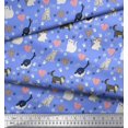 thumbnail image 2 of Soimoi Toile de Coton Imprimé Coeur, Pied et Chat Animaux par Yard 42 Pouces de Large, 2 of 3