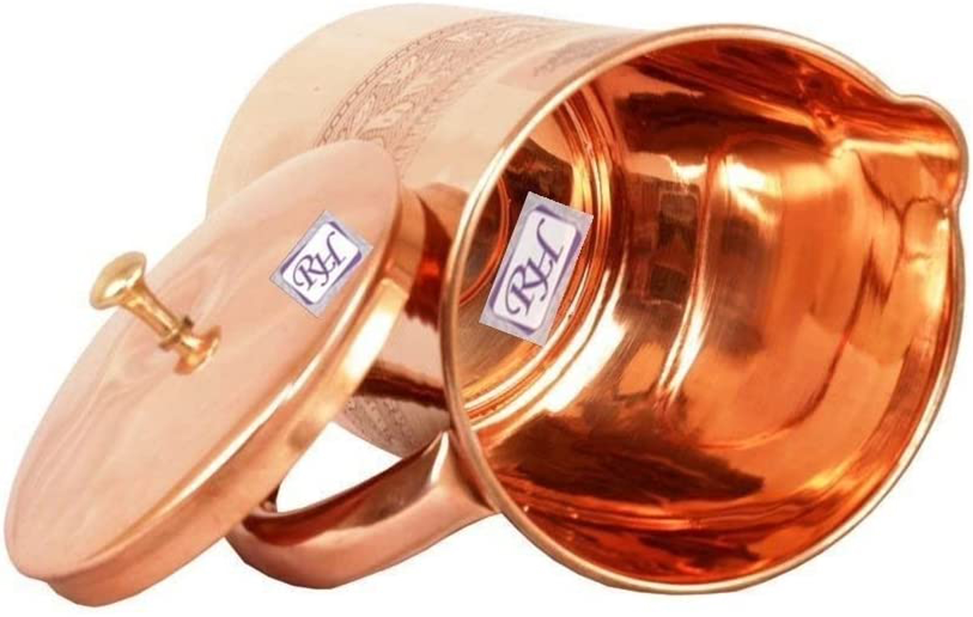 Rastogi Handicrafts Pure copper Designer Carving Jug Pitcher Storage Drinking Water Home Hotel Garden 1750 ML