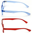 thumbnail image 2 of 2 Pairs Casual Fashion Rectangular Reading Glasses - Stylish Simple Readers Magnification - Translucent Blue Red, 2 of 4