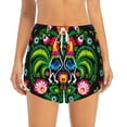 thumbnail image 4 of Lsque Roosters and Flowers Printed Women's Running Shorts with Liner Pockets,Elastic Quick Dry Workout Athletic Gym Yoga Shorts,Womens High Waist Shorts-X-Large, 4 of 9