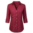 thumbnail image 1 of Made by Olivia Women's Long Sleeve Denim V-Neck Tencel Button Down Shirt, 1 of 4