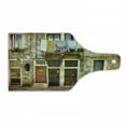 thumbnail image 1 of Venice Cutting Board, Old Weathered Building Facade with Hanged Clothes Murano Island Grunge Architecture, Decorative Tempered Glass Cutting and Serving Board, Wine Bottle Shape, Yellow, by Ambesonne, 1 of 1