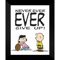 Peanuts FRAMED Art 20x24 "Never Ever Ever Give Up!"