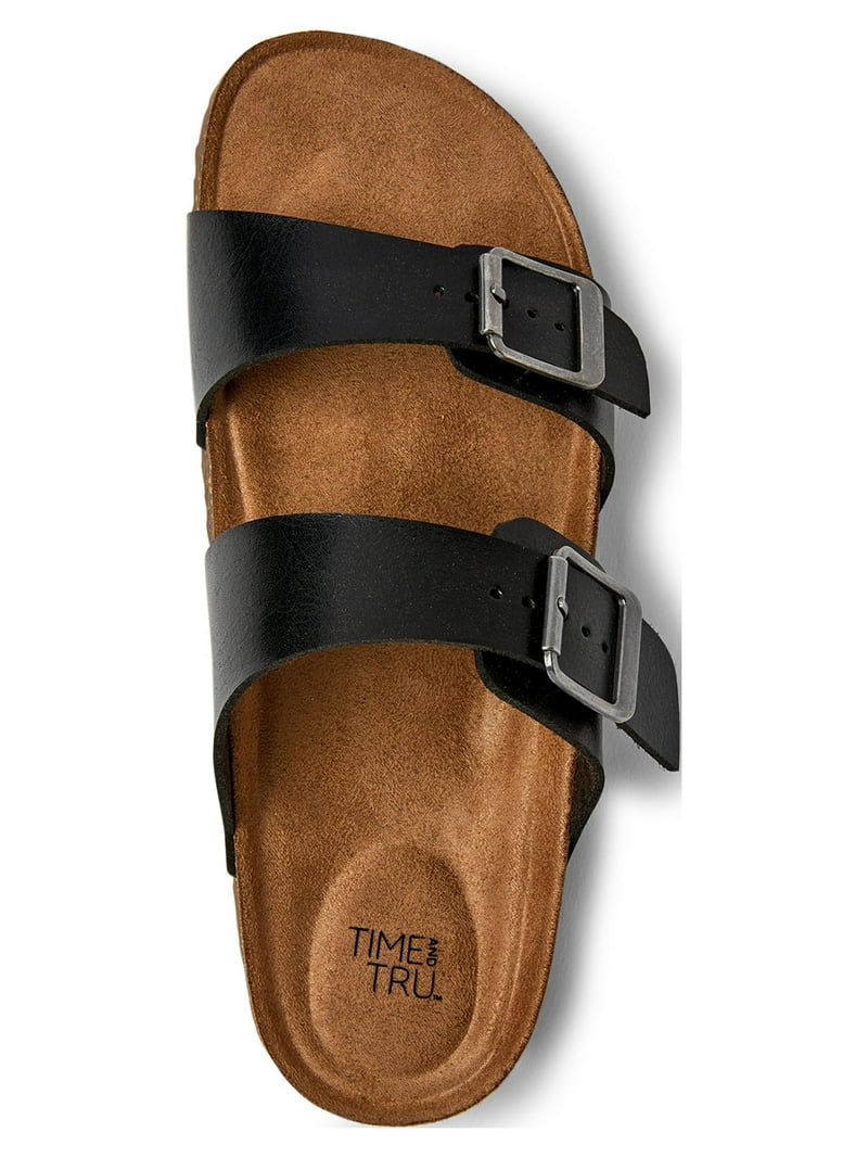 Time and Tru Women's Two Band Slide Sandals
