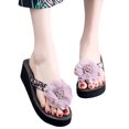 thumbnail image 3 of Sandals for Women Women Shoes Wedge Flip Flops Flower Flip Flops Women's Wedge Outer Wear Thick Sole Seaside Beach 37, 3 of 6