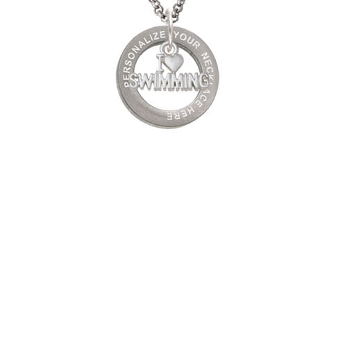 I Heart Swimming Custom Engraved Affirmation Ring Necklace by Delight and Co.