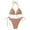 Khaki, variant on Solid Color 2 Piece Swimwear Bikini Set for Women Featuring Hanging Neck Triangle Top and String Cheeky Thong Bathing Suits
