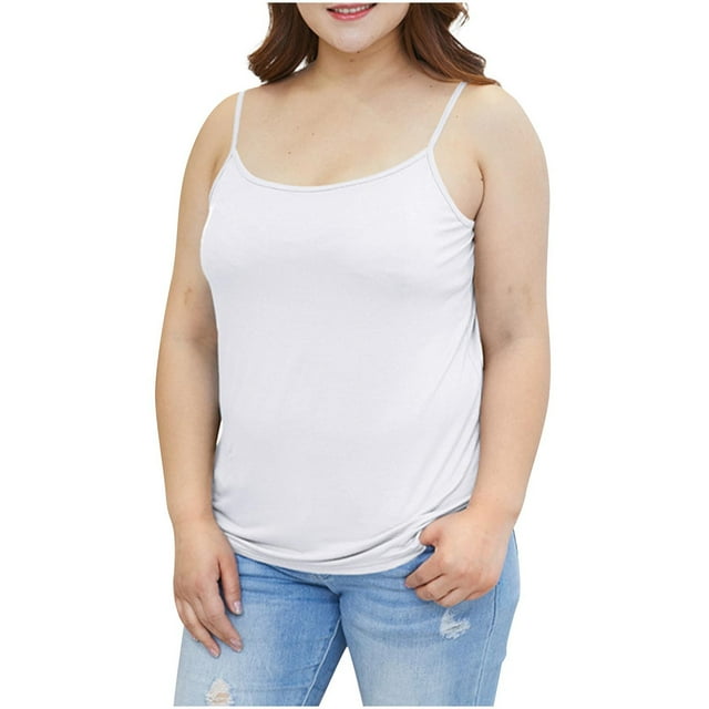 Timegard Womens Top Plus Size Spaghetti Strap Scoop Neck Comfy Soft Solid Color Casual Pajamas Camis