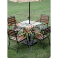 thumbnail image 4 of Outdoor Tablecloths with Umbrella Hole & Zipper, Octopus Coastal 54x54 Inch Square Tablecloths, Summer Nautical Starfish Coral Grey Wooden Waterproof Table Cloth, Patio/Pool/Picnic Table Covers, 4 of 8
