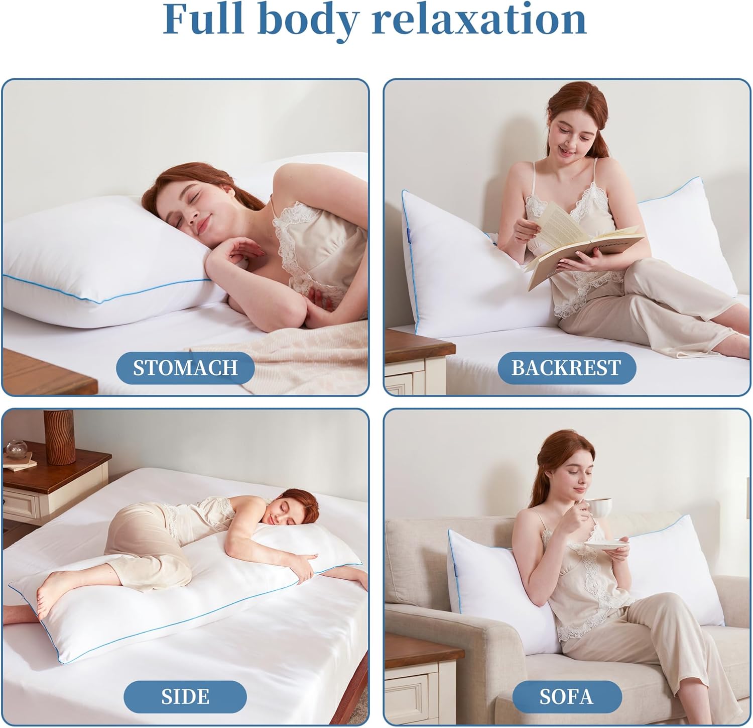 Parojati Memory Foam Body Pillow 20x54 White photo 6