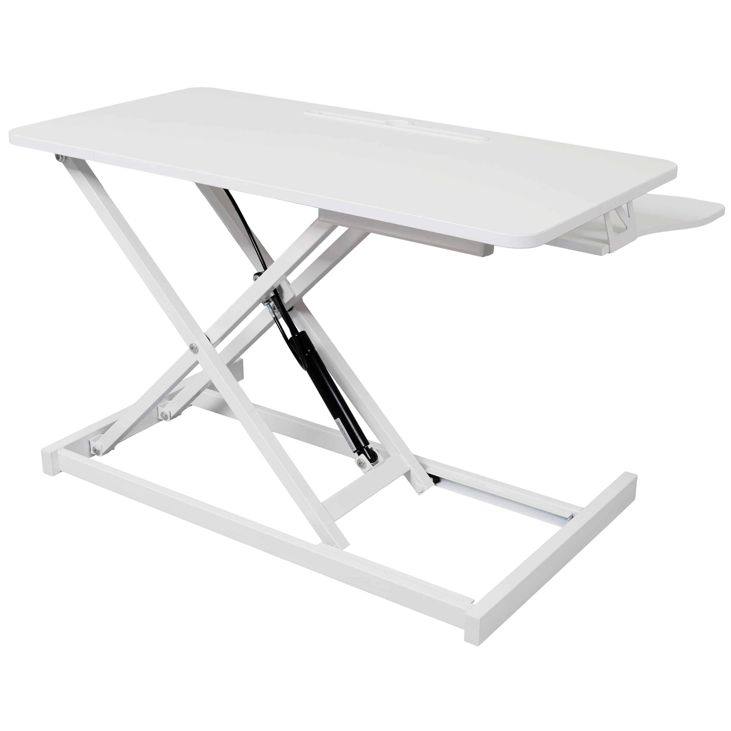Adjustable Height Standing Desk Converter, Sit to Stand Workstation with Keyboard Tray, Ergonomic Laptop Riser with Gas Spring Lift, White