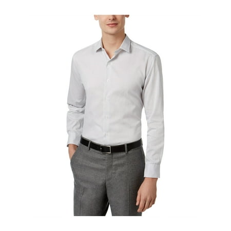 - Alfani Mens Textured Button Up Dress Shirt blackpintxst 18-18 1/2