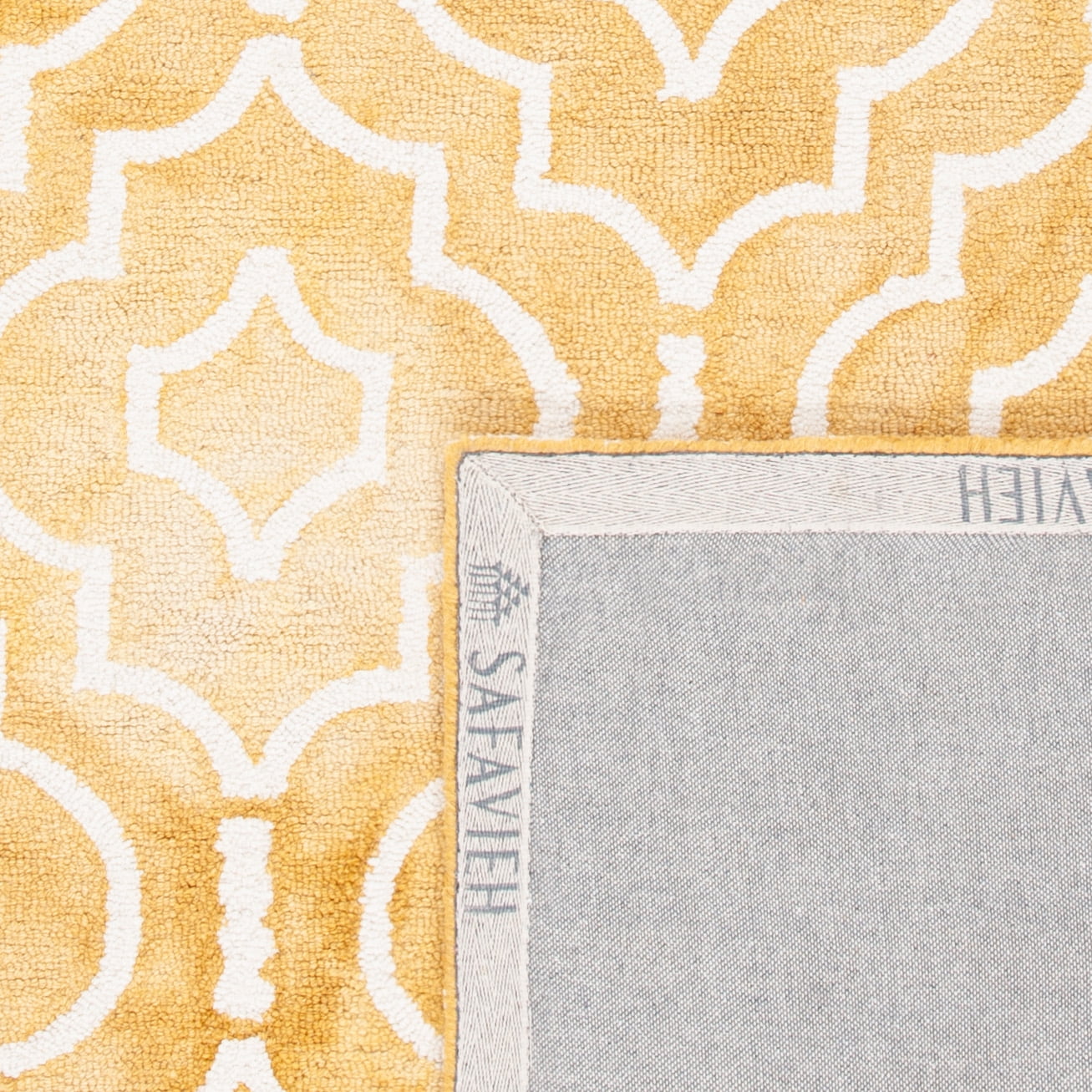 Safavieh Dip Dye Lairos Distressed Wool Area Rug, Gold/Ivory, 7' x 7' Round